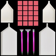 鑽石畫點鑽神器工具組 點鉆神器 鉆石畫工具 自動點鉆筆 貼鉆膠泥 鉆石十字繡工具包 點鉆盤, 369鉆筆大白盤+小白盤+20膠泥