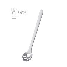 不鏽鋼攪拌勺 304不銹鋼 攪拌棒 甜點勺 咖啡勺, 1個, 貓爪銀色(鏤空B)