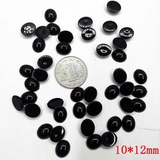 橢圓形眼睛DIY手工毛絨玩具配件 黑色平底眼珠 鉤針毛線玩偶材料包 (桃園出貨), 10X12mm  30一個包 送膠水, 1個