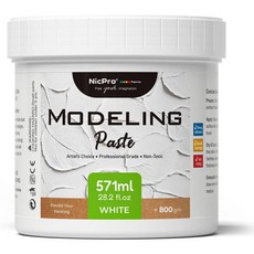 니크프로 모델링 페이스트 571ml 28.2oz 아크릴 페인팅용 고밀도 미디엄 질감 표현 두께감 부여 캔버스 페인팅 미술 프로젝트 DIY 3D 효과용 구조적 몰딩 텍스처 227, 571 ml
