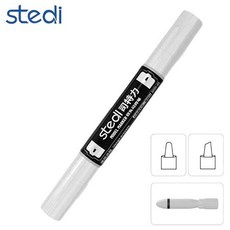 Stedi 수성 양면팁 양쪽사용 마커펜 베이직 화이트 DMM-01, 1개