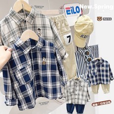 韓版格子兒童襯衣洋氣寶寶卡通翻領上衣潮春鞦款童裝男童長袖襯衫