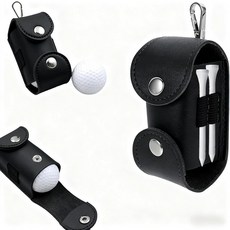 남성용 벨트 & 후크가 있는 VrotQyn 1팩 골프공 가방 프로페셔널 가죽 파우치 홀더블랙, Black