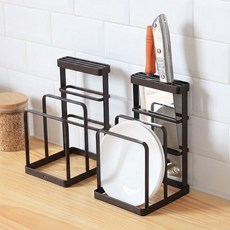 칼꽂이 도마 정리대 칼도마 수납정리, 1개, 브라운