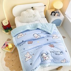 DIU A類針織棉豆豆絨兒童被子嬰兒棉被寶寶春秋冬被幼兒園午睡小蓋毯, 萌寵樂園-藍