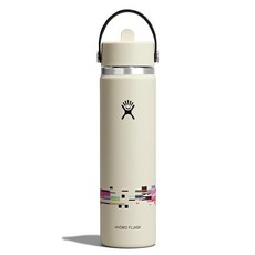 Hydro Flask 물병 - 단열 스테인리스 스틸 넓은 빨대 뚜껑 흘림 방지 709.8ml(24온스) 포레스트 그린 아크 누출 방지, 680.4g(24온스), 글리치 화이트