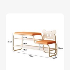 簡約現代風卡通換鞋凳 金屬框架穩固承重 柔軟PU坐墊舒適體驗 兒童鞋架一體成型, 1個