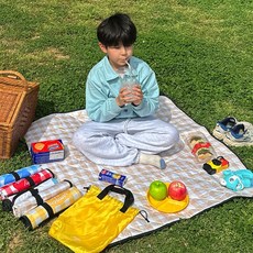 솜솜라이크 푹신한 1인용 돗자리 미니 방수 피크닉 매트, 베이지