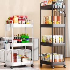 이동식 트롤리 기저귀정리함 주방 틈새수납 3단 이동식 선반, 1개, 일상공장 5단 화이트