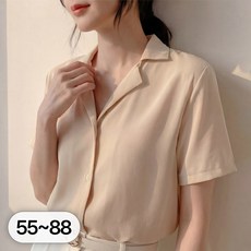 라뷰드 여성 기본 브이넥 반팔 셔츠 블라우스 봄가을 여름 데일리 오피스 하객 정장 기본 심플 루즈핏 오버핏 상의 카라넥 남방 자켓 거즈