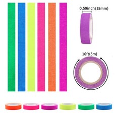 네온 가퍼 파티 재료 선물 블랙라이트 속에서 어둠 계정 테이프 UV 형광 빛나는, 6 rolls 5m, 1개