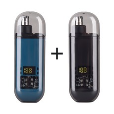 파인큐브 배터리 잔량 표시되는 초소형 전동 콧털제거기 zp-10 power edition 1+1, 블랙+블루