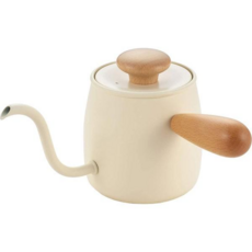 日本宮崎 細口手沖壺 木柄手沖壺 400ml 日本製 現貨 手沖咖啡, 1個, 白色（現貨/MCO-7）
