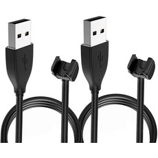 Amazfit Band 5 충전기와 호환 Lamshaw USB 충전 Cilp 도크 교체용 충전기 7 / 피트니스 트래커와 호환 (블랙) 233880, 2팩-블랙+블랙