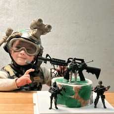 어린이 생일 케이크 장식 특수부대 소년 위장복 군복 모형 장식품 베이킹 용품, 술 플러그