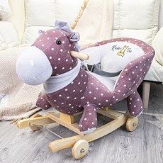 恐龍造型絨毛搖搖馬 嬰兒寶寶木馬 兒童帶燈搖椅 玩具禮物, 1個, 1cm, 斑點馬深紅:如圖所示