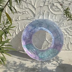 新款網紅亮片美人魚游泳圈帶把手成人充氣泳圈大人腋下圈男女, 1個, 亮片方格（紫色）,60#（適合2-4歲）