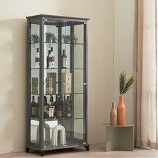 제이에스몰 아로마강화유리장식장 장식장, 5단-대(800)조명미설치-그레이
