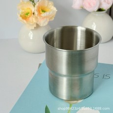 DFMEI 水杯漱口杯304不鏽鋼洗漱杯抗菌防黴刷牙杯學生牙杯伴手禮杯子, 1個, 原色(不帶木圈):201-300ml