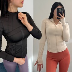 [유유존] 핏조각집업 요가복 상의 긴팔 하이넥 운동복 트레이닝상의 자켓