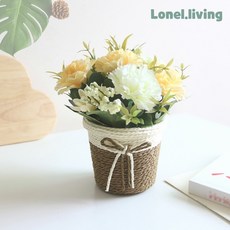 도매토피아 DOTO 조화 프리티플 카네이션 화분, 옐로우, 1개