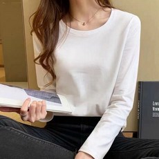 베이직 무드 여성 루즈핏 라운드넥 긴팔 셔츠, 그레이, L