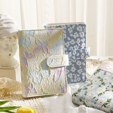 A6布紋手賬活頁本，可拆卸收納袋大容量記賬本，ins風現金存錢本, 1個, 升級可拆卸款【碎花】,存錢袋6個【不含外殼】