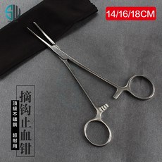 不鏽鋼止血鉗 - 灣型 14/16/18CM - 脫鈎器/拔餌鉗/摘勾器 - 磯釣與釣魚配件, 1個, 釣魚止血鉗(彎頭)18CM/把