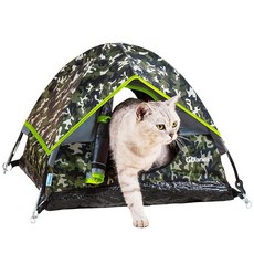 GDanes 카모플라주 고양이 텐트 부드러운 패드가 있는 휴대용 반려동물 고양이 집 고양이 동굴 소형견 및 토끼용 개집, 초록색