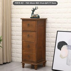 약장 정리함 소형 보관함 원목 슬림 틈새 심플 서랍장, 커피 4단 서랍 복합