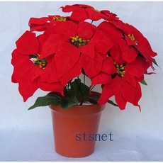 洋洋小品 7朵DIY植絨布聖誕盆花-聖誕紅 桃園平鎮中壢聖誕節場地佈置聖誕禮物, 1個