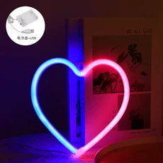 네온 사인 핑크 LED XOXO 조명 벽 아트 장식 침실 파티 바 클럽 선물 지그, 01 heart blue pink