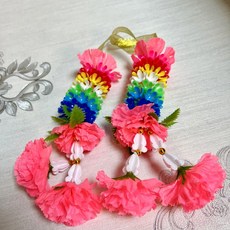 泰國手工花圈：還願、供奉、許願七色花，適用四面佛、象神、古曼，皇家泰國宗教用品, 粉紅色