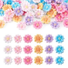 FASHEWELRY 60피스 동백꽃 레진 카보숑 캔디 컬러 구멍 없는 3D 플라워 글리터 파우더 헤어 클립 브로치 스크랩북 장식 폰 케이스 27x29x8mm 178276, 카멜리아 플라워-캔디 컬러