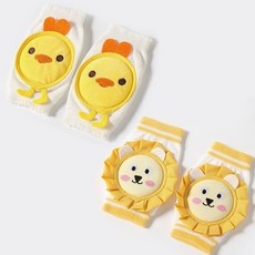 嬰兒爬行護膝蓋兒童防摔學走路寶寶爬行護膝夏季護肘加厚學步薄款, 黃獅子+小黃鴨（0-3歲）-2雙裝, 1個