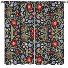 Focusbrite William Morris 커튼 보헤미아 플로럴 빈티지 오리지널 디자인 암막 창문 트리트먼트 농가 침실 거실 주방 세트 패널 2개 106.7 x 114.