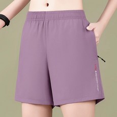 HTH FASHION 女休閒短褲 鬆緊腰圍 口袋拉鍊 運動居家寬鬆短褲