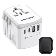 렌센트 4포트 고성능 전세계 여행용 해외 멀티 플러그 어댑터 한국 미국/일본/태국/베트남/중국/호주/영국/싱가포르/말레이시아 변환 Type A/C/G/I 플러그 PA007W, 1개