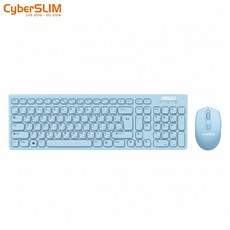 CyberSLIM 無線靜音鍵盤滑鼠套裝 纖薄設計 舒適握感 輕巧便攜, 藍, WMK520-BL, 人體工學
