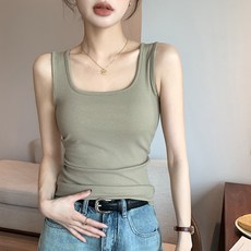 H237春夏新款寬肩背心女大U領抖音爆款打底內搭小背心女無袖坎肩