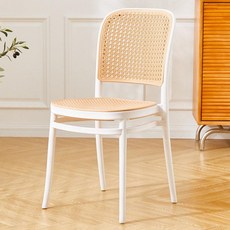 플라스틱 라탄 의자 테라스 팔걸이 카페 정원 사각 플라스틱라탄의자 플라스틱의자 그린, 1개, 화이트 인조 라탄 의자