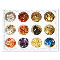 彩色金銀箔紙美甲飾品12瓶套組 指甲裝飾錫箔碎片, 1個, 12色彩箔紙【12瓶套組】02