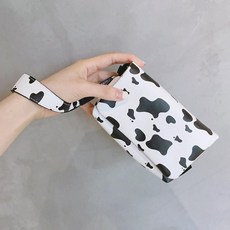 디카파우치 파우치 카메라가방 가로형 스타일 가죽, 1개, PU 핸드헬드 가죽 카우 패턴 손목 스트랩