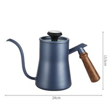 304不鏽鋼細口長嘴手衝咖啡壺, 1個, 550ml帶溫度計收腰款籃色, 帶溫度計, 籃色, 550ml