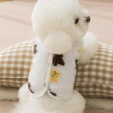 해피펫밀리 쿠키베어 뽀글이 플리스 조끼, 1개, 화이트