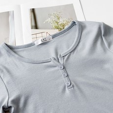 GAT 正韓 親膚螺紋顯瘦短版上衣 排釦長袖上衣