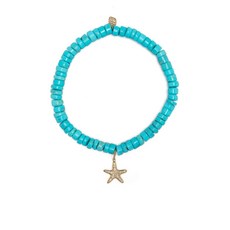 시드니에반 14K 옐로 골드 터퀴즈 비즈 브레이슬릿