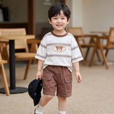 몽실이 스티치 포켓팬츠 반팔 상하복