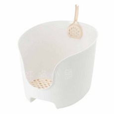 汪喵小舖 Richell 拉普蕾圍牆貓廁所 防落砂設計 隱密空間 單層貓砂盆附貓砂鏟, 米白, 1個