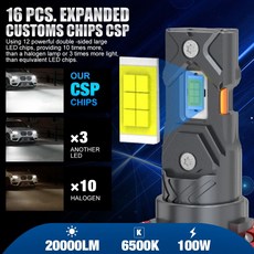 H8 H11 LED 자동차 헤드라이트 전구 Canbus 9005 HB3 CSP 헤드램프 터보 6000K 12V, 03 H11